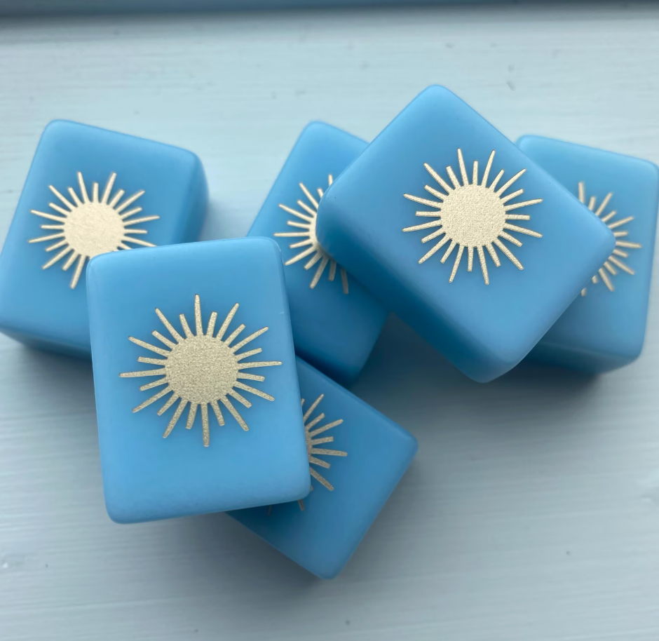 Sky Blue Tiles with Gold Sun