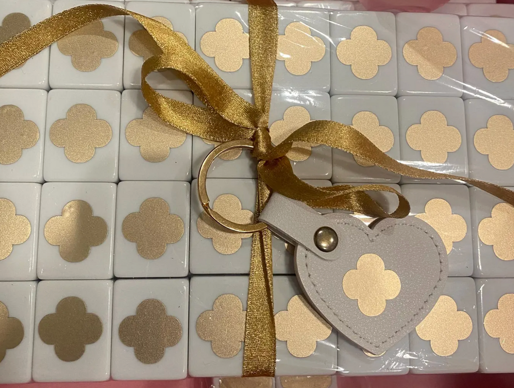 Custom Neutral Clover Mahjong Tiles – Modern Acrylic Set of 166 tiles